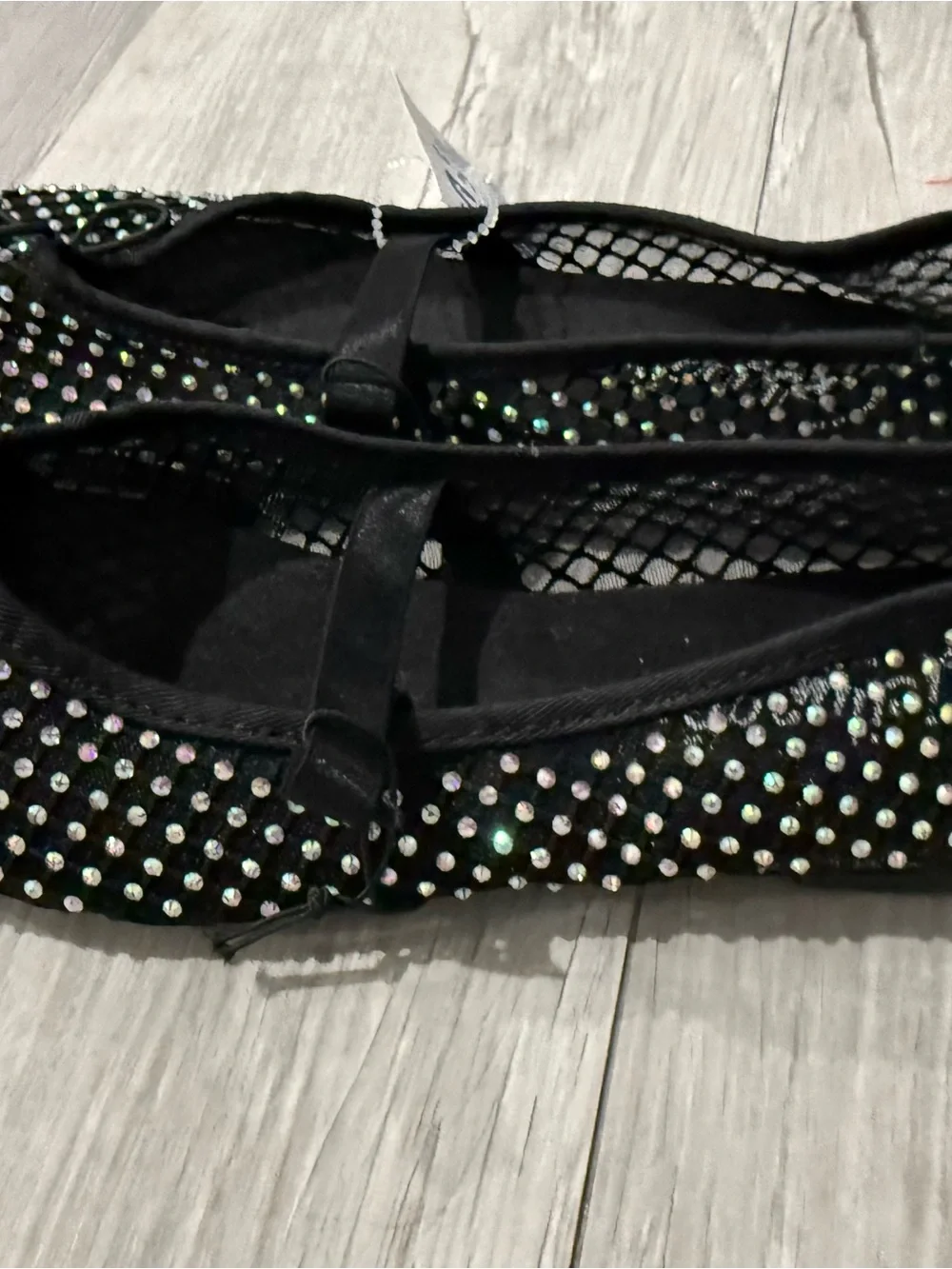 Jellypop Black Girls' Mary Jane Ballet Flats with Iridescent Rhinestones